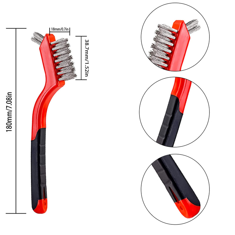 [Australia - AusPower] - Wire Scratch Brush Set Soft Grip for Rust, Dirt & Paint Scrubbing with Deep Cleaning (18, 18PCS - Stainless Steel Wire) 18 