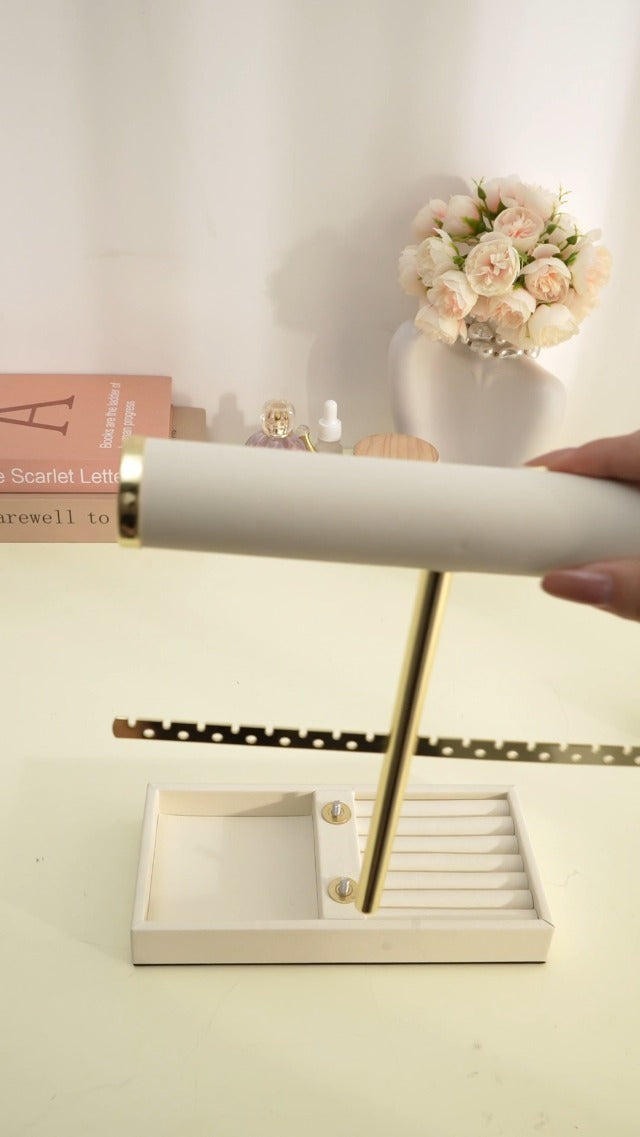 Lolalet 3 Tier Jewelry Stand Holder, Bracelet Necklace Display -Beige Beige 3-Tier (8.27" W × 3.94"D × 12.4" H)