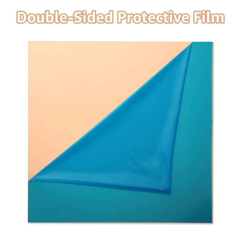 2PCS Pure Copper Sheet 12”x 12”x 0.02”, 24 Gauge(0.5mm) Thickness, 99.9% Cu Metal, Film Attached Copper Plates, Copper Plate Sheet for Crafts DIY Decoration 12x12”, 24Ga 2