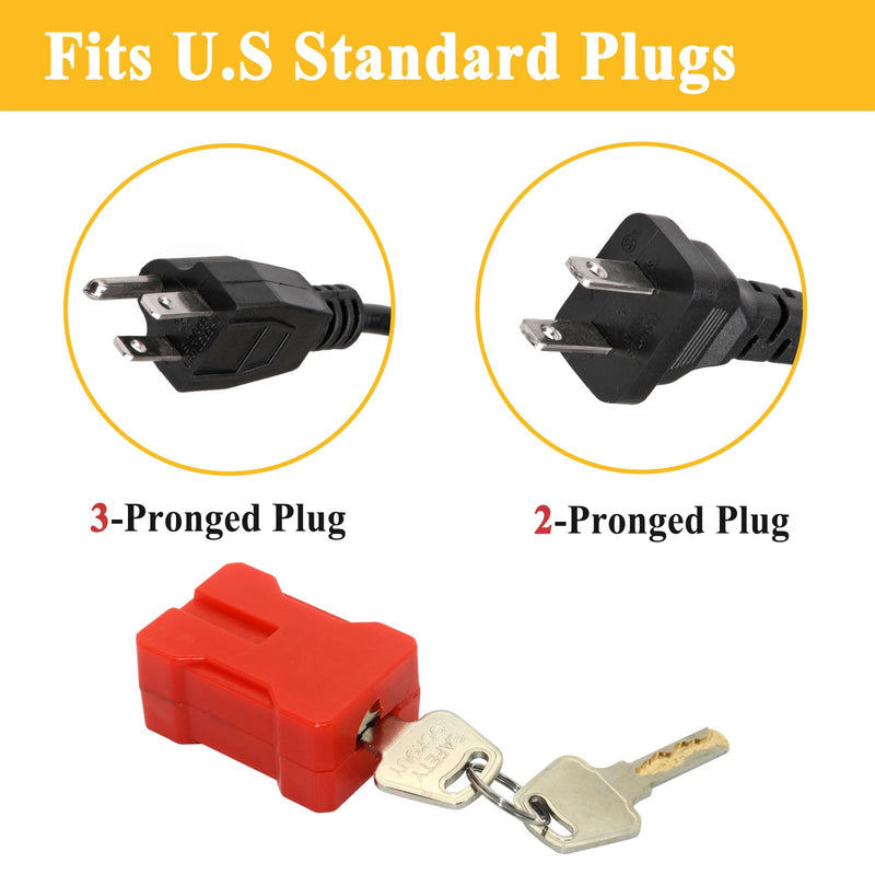 [Australia - AusPower] - 7397 Electrical Plug Lockout Device with 2 Keys, Fits for Standard 2&3 Pronged Plugs, Safety Assurance Device 1 