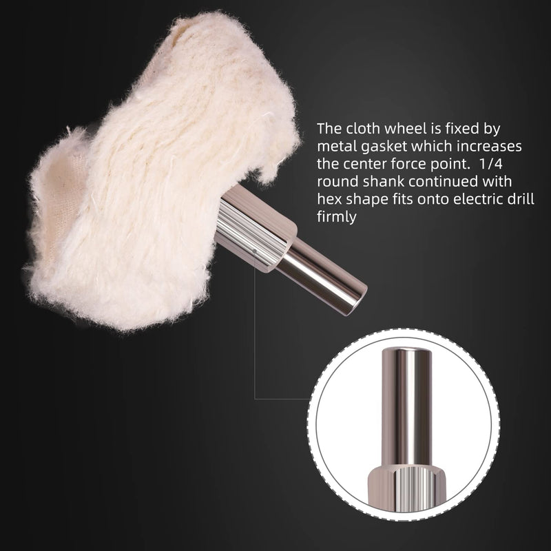 [Australia - AusPower] - Polishing Wheel for Drill, SPTA Buffing Wheel for Drill, 8Pcs Polishing Wheel Kit White Flannelette Polishing Mop Wheel Grinding Head with 1/4" Hex Shafts for Manifold/Aluminum/Stainless Steel/Chrome 