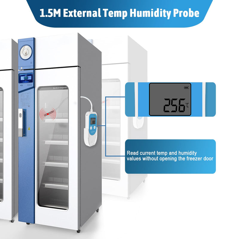 [Australia - AusPower] - Temperature Humidity Data Logger with Probe,Digital Humidity Logger USB Temp Recorder 34560 Groups,Industrial Data Logger Thermometer with Auto PDF&CSV Report for Freezer Refrigerator RH Monitor 