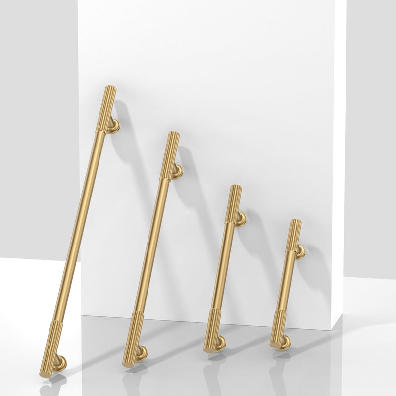 10 Pack Brushed Brass Cabinet Pulls 3 Inch(76mm) Kitchen Cabinet Handles Solid Zinc Alloy Cabinet Hardware Drawer Pulls 3" Hole Center 10