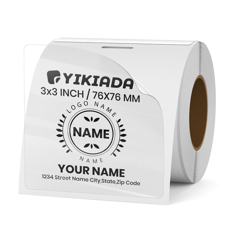 Clear Thermal Labels Vinyl 3 × 3 Inch Self-Adhesive Rectangle Stickers Roll Waterproof Printer Direct Decals Package Seal for QR Code Envelope Office Retail Home 200 PCS