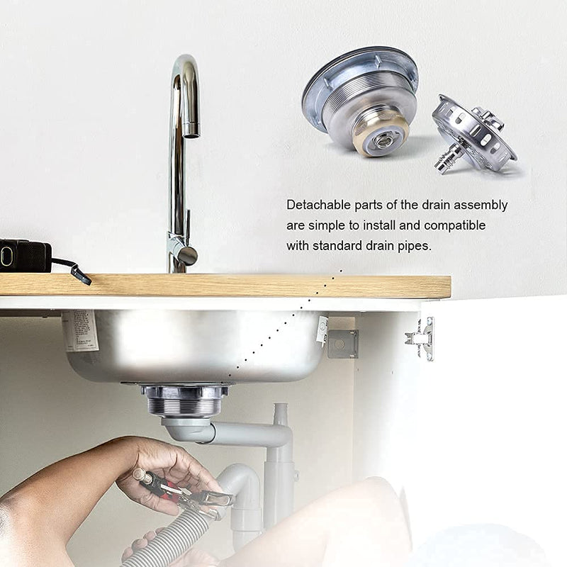 304 Stainless Steel Kitchen Sink Twist Lock Basket Drain Assembly W/Brass Nuts-VARNAHOME Twist lock Kitchen Drain