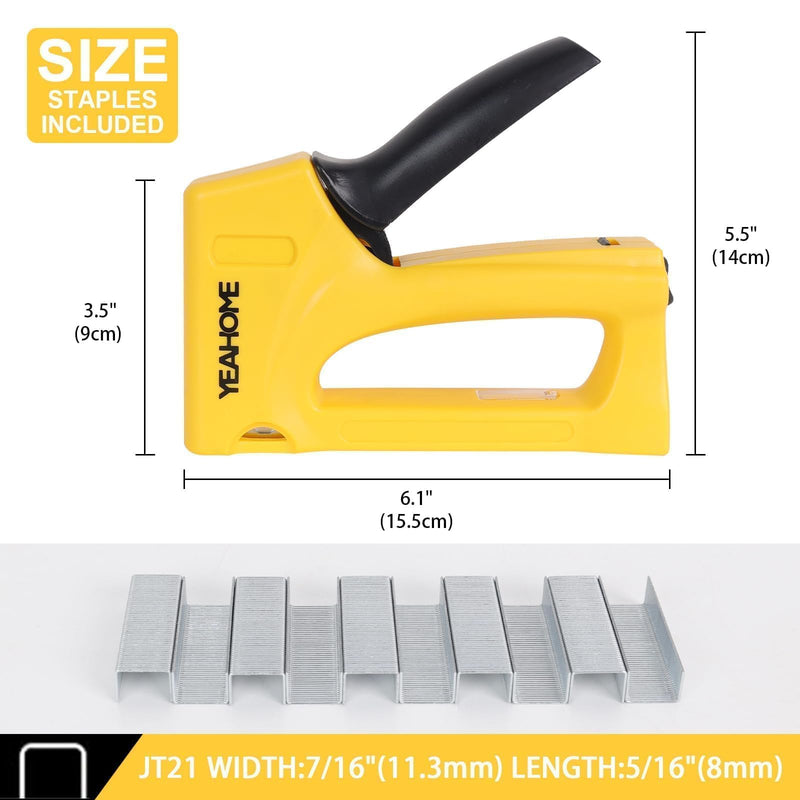 [Australia - AusPower] - YEAHOME Light Duty Staple Gun, Upholstery Staple Gun with 1000PCS JT 21 Staples of 5/16 inch, Stapler Gun for Wood, Classroom, Crafts, DIY, Decoration 