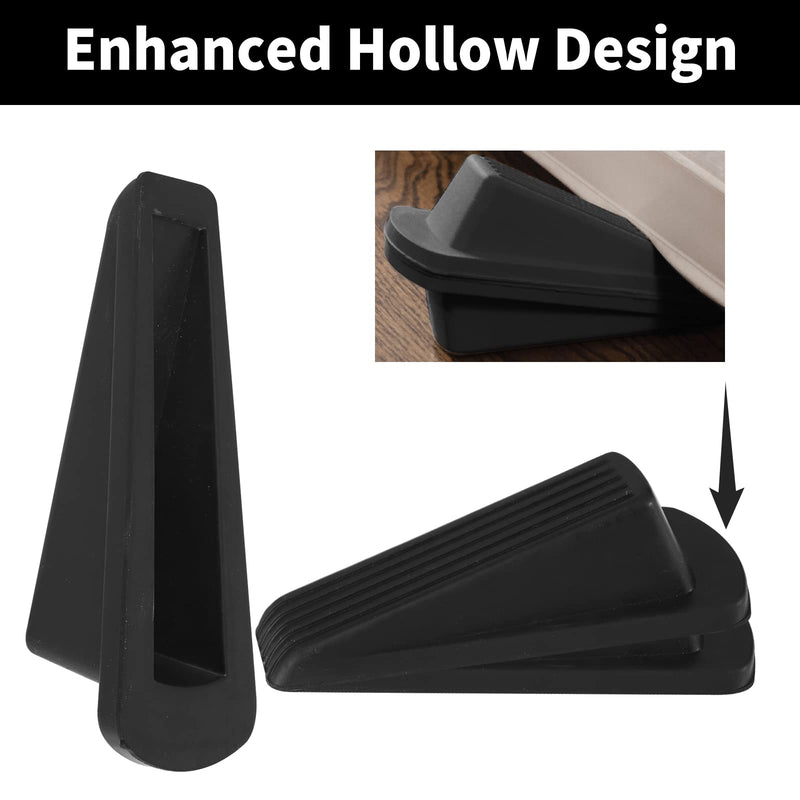 [Australia - AusPower] - Door Stoppers, 2 Pack Premium Rubber Door Stoppers for Bottom of Door Security Rubber, Door Stopper Wedge for Carpet Heavy Duty Door Black-2PCS 