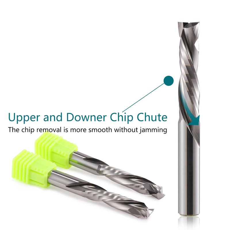 [Australia - AusPower] - 8 mm Shank Compression CNC Milling Cutter End Mill 2 Pieces 2 Flute Spiral Groove Cutter 35 mm Cutting Length Up & Down Cut Spiral Cutter Bit Solid Carbide End Mill Groove Cutter for Wood, Density 8x35x70mm 