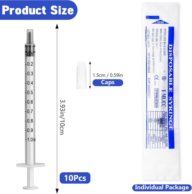10 x 1 ml syringe colostrum syringe with closure, individually packed | Syringe 1 ml without needle for science laboratories refilling and measuring oil adhesive applicator of liquids feeding 10
