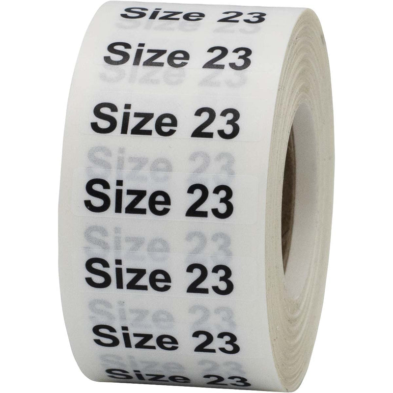 Size 23 Size Strips Labels, 1.25 x 5 Inch Rectangle, 125 Total Stickers per Roll