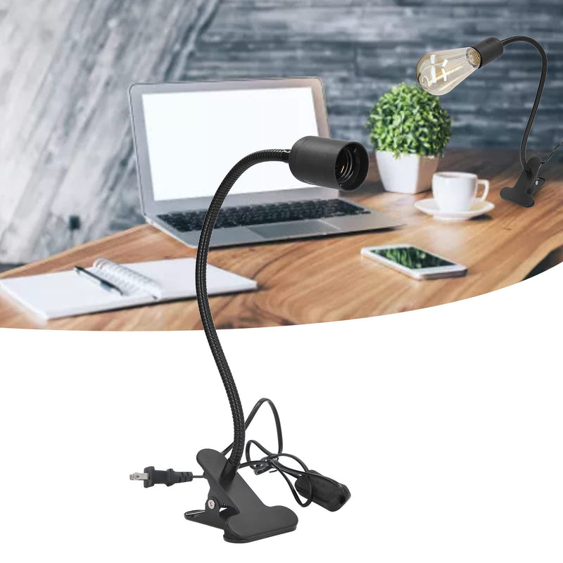 [Australia - AusPower] - Walfront E27 E26 Clip Desk Lamp Holder 360 ° Flexible Gooseneck Clip Clamp Light Bulb Holder Reading Light Stand Clamp Lamp Fixture (US Plug) US Plug 