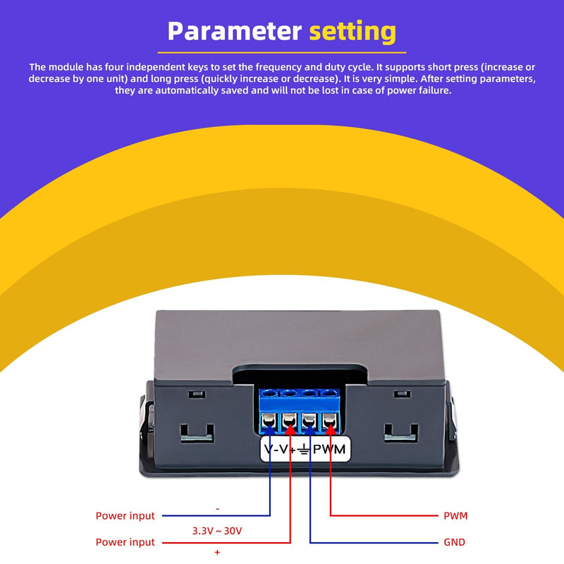 [Australia - AusPower] - Adjustable Signal Generator,PWM Pulse Frequency Duty Cycle Rectangular Wave Square Wave Signal Generator DC 3.3-35V 5-30mA LCD Display Module 3.3V-35V Adjustable 