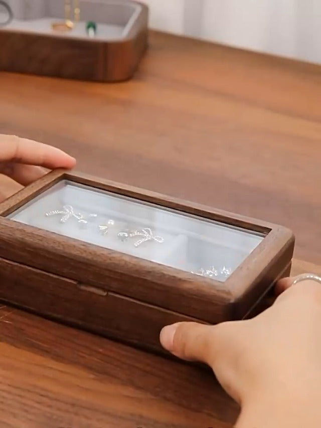 Compact and Portable Walnut Jewelry Box - Handcrafted with Care for Rings, Necklaces, and Small Accessories - Stylish and Practical Gift for Birthdays and Anniversaries