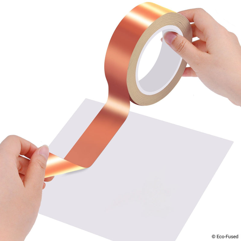 Eco-Fused Adhesive Copper Foil Tape - Double-Sided Conductive -2 inch (50 mm) - EMI and RF Shielding, Paper Circuits, Electrical Repairs, Grounding, Arts and Crafts, Home Interior (2 inch (50 mm)) 1 Roll: 2" X 21.8 Yards