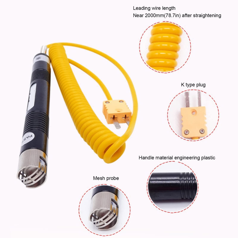 [Australia - AusPower] - K Type Thermocouple Probe NR 81531B Handheld Straight Shank Thermocouple Probe for Temperature Measurement And Control 1 