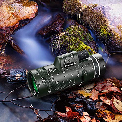 40X60 Monocular Telescope, High Power Monocular for Adults with Phone Adapter& Tripod& Hand Strap, Low Night Vision Monocular, Equipped with BAK4 Prism for Bird Watching and Traveling Concert Green