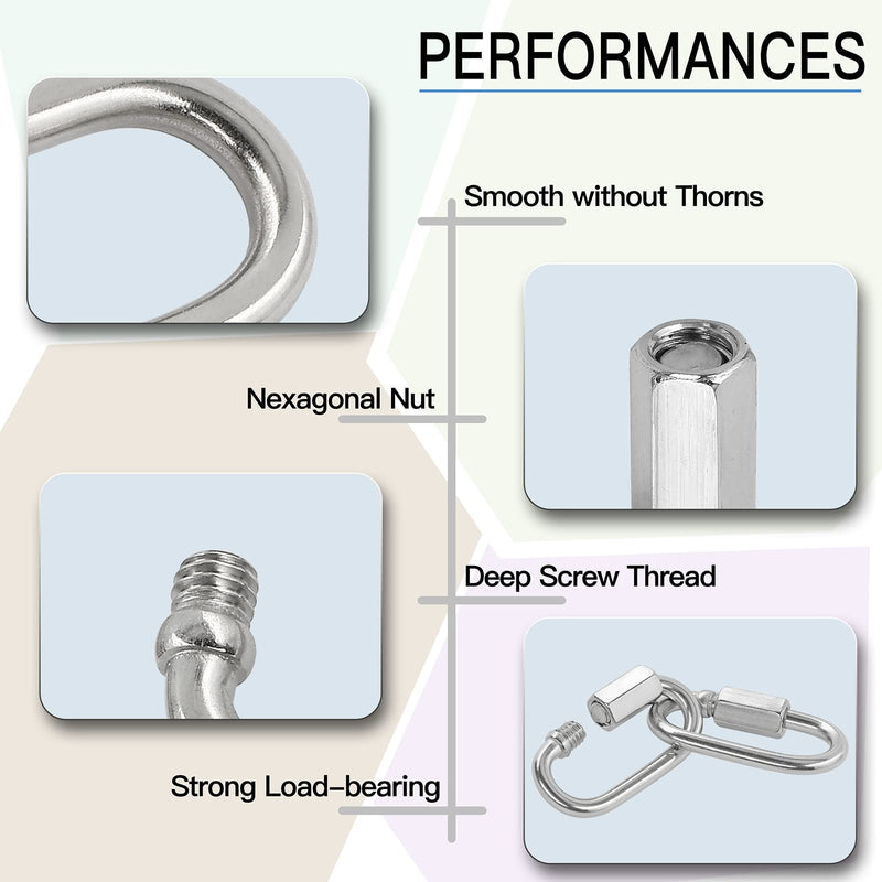[Australia - AusPower] - 5pcs M4 Quick Link Chain, 5/32 Inch Stainless Steel Quick Links, D Shape Locking Quick Connector - 500lb Capacity 
