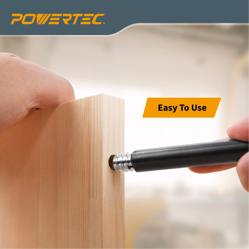 [Australia - AusPower] - POWERTEC 71813 3/8"-16 Threaded Insert Installation Tool Set | T-Wrench with 50-PC Zinc Plated Threaded Inserts for Wood Furniture | 3/8"-16 Internal Threads x 18mm Long T Wrench + Threaded Insert 