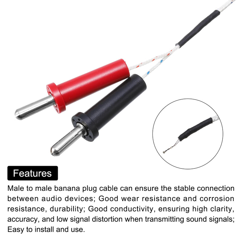 [Australia - AusPower] - MECCANIXITY 2pcs Banana Plug Test Lead Male to Male Multimeter Cable Fiberglass 10ft Banana Tip Plugs 4mm for Multimeter Thermometer Speaker Cable 