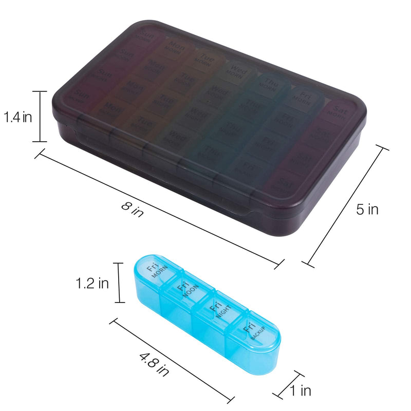 [Australia - AusPower] - Daviky Pill Organizer 4 Times a Day, Daily Pill Box Organizer, Large Weekly Medicine Pill Organizer, Pill Cases Organizers 7 Day, Pill Boxes 7 Day to Hold Vitamins, Medication Black 
