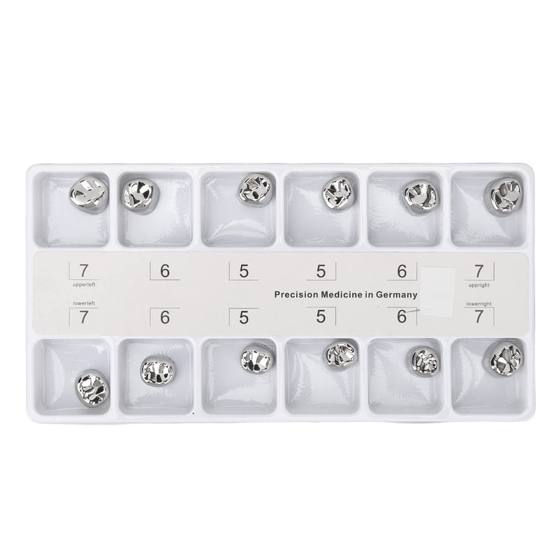 12pcs Dental Molar Metal Crowns, Dental Primary Molar Metal Crowns, Stainless Steel Chewing Function Dental Molar Metal Crowns for Adults Crowns Preformed Metal Crowns Kit