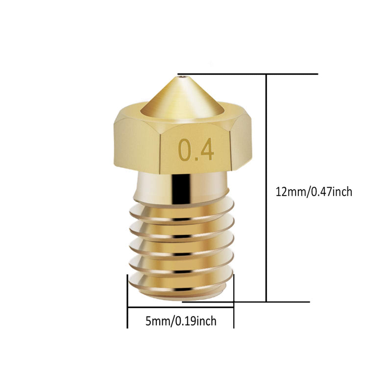 [Australia - AusPower] - 14 Pcs M6 3D Printer Nozzle 0.4mm Extruder Brass Nozzle Print Head for 1.75mm Filament E3D V5 V6 Makerbot 
