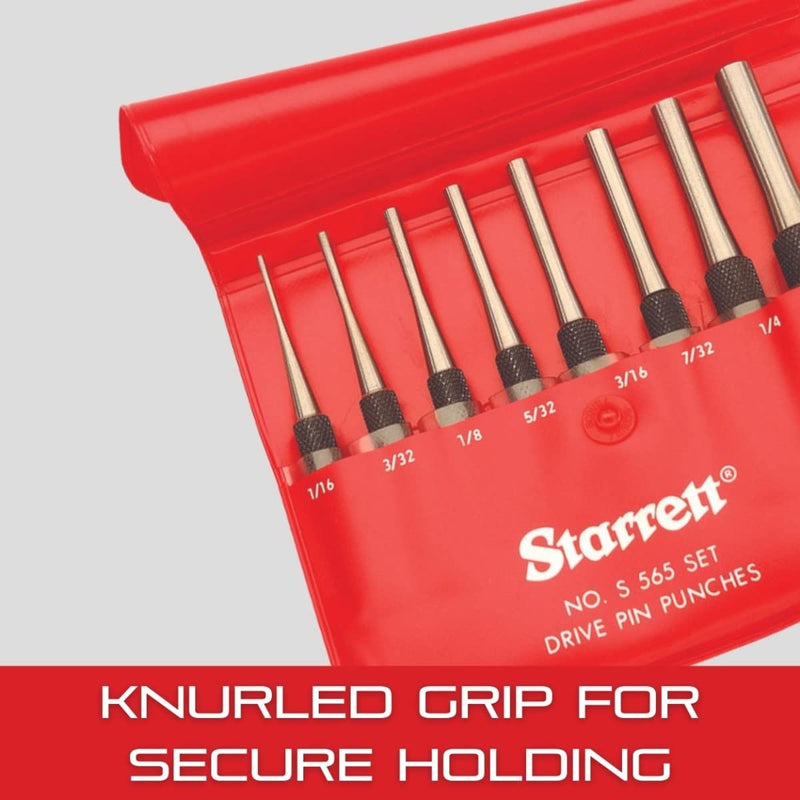 Starrett Extra-Long Brass Drive Pin Punch with Knurled Grip for Driving Pins Into or Out of a Workpiece, Softer Materials, Non-Sparking - 8" Length, 3/8" Punch Diameter - B248E (Pack of 2) 3/8" (Pack of 2)