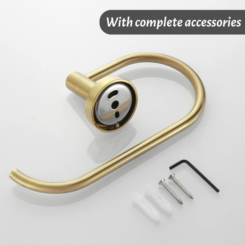 Gold Toilet Paper Holder Towel Ring,Brushed Gold Toilet Roll Holder Hand Towel Holder Bathroom Accessories,Wall Mount Rustic Modern Rustproof Stainless Steel Hardware Set 2PC Brushed Gold