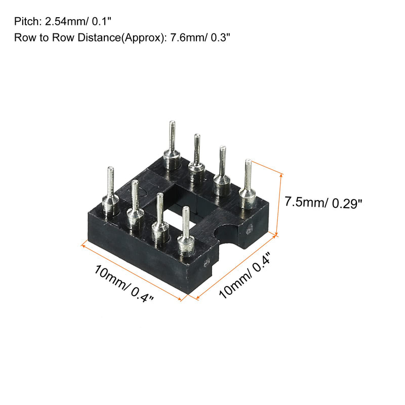 MECCANIXITY DIP IC Chip Socket Adapter Round Pin 8P 2.54mm Pitch IC Socket for PCB Board Chip, 6 Pack