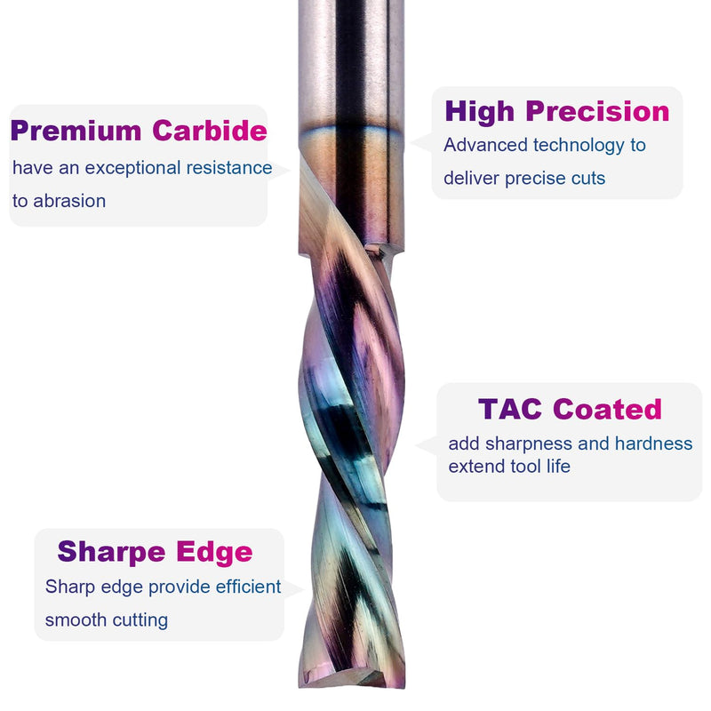 [Australia - AusPower] - SpeTool 1/4 Inch Shank Downcut Spiral Router Bit 1/4 Inch Cutting Diameter 1 inch Cutting Length with Extra Long Life Coating CNC Router Bits End Mill for Woodwork Mortise Slot 1/4" Dia - 1" CL -1/4" Shank DOWN CUT 