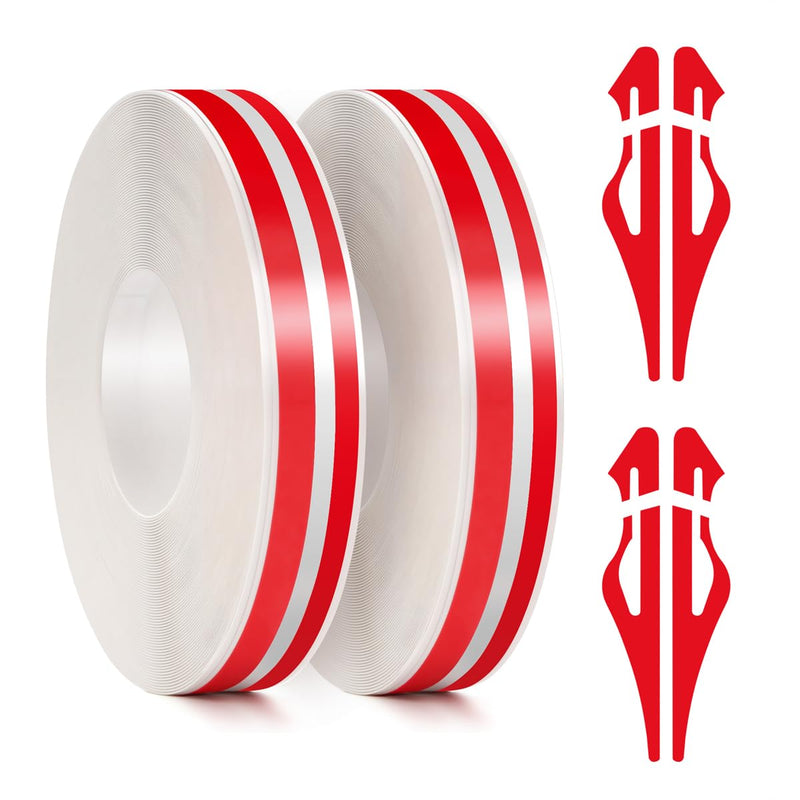 2 Rolls 32Ft Black Car Pinstripe Tape + 2 Rolls 32Ft Red Car Pinstripe Tape