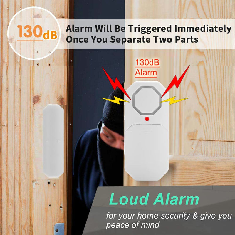 Door Window Alarm When Opened for Home Security with Remote, Wireless Door Sensor Alarm for Kids Safety with Adjustable Volume (4 Door Sensor 2Remote)