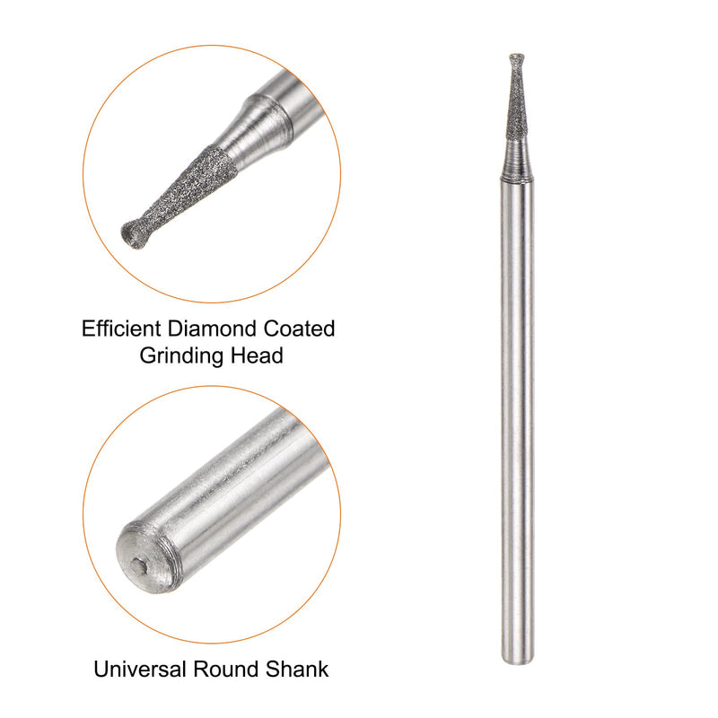 [Australia - AusPower] - 20pcs Diamond Grinding Head 1mm Dia 3/32" Shank Carving Drill Bits Spherical Head Rotary Tool for Grinding, Polishing, Engraving Jade, Jewelry, Stone, Ceramic 