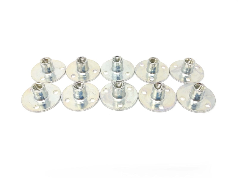 [Australia - AusPower] - Weld Nut Round Base with Holes 9/32" Tall 10-32 Thread - Zinc Finish 