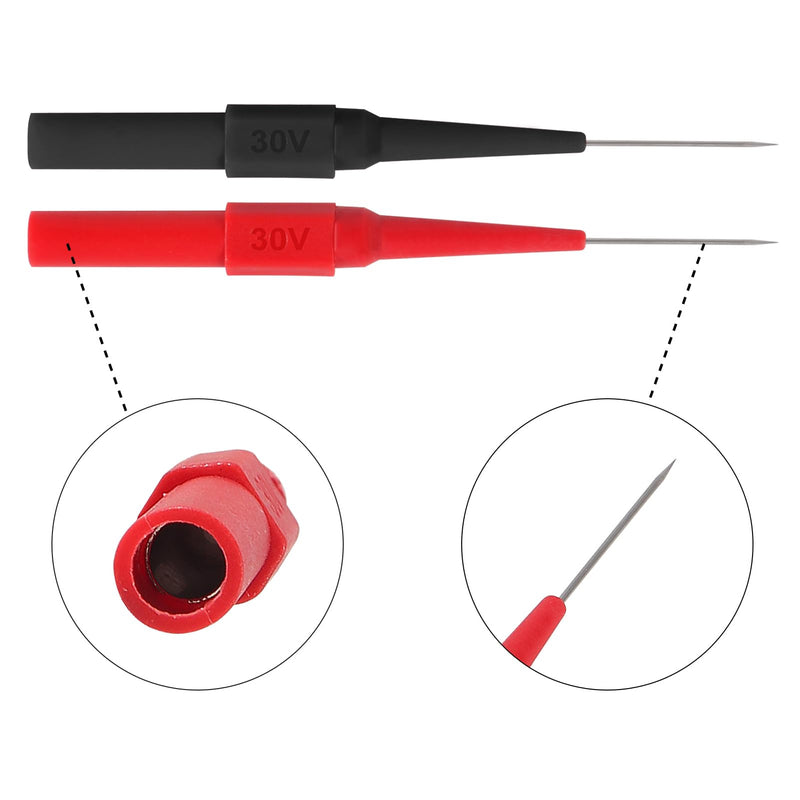 [Australia - AusPower] - 20pcs Test Back Probe Pin, 0.7mm Wire Piercing Probe Pin, Insulation Non-Destructive Stainless Steel Pin, Multimeter Probes Car Tester for 4mm Banana Socket 