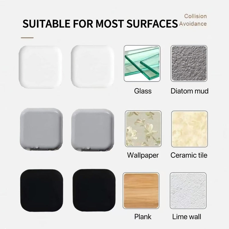 [Australia - AusPower] - Door Stoppers Wall Protector - Silicone Door Knob Guard Wall Shield - Self-Adhesive Door Handle Bumper Silencer for Home ? Office Walls (White, Gray, Black) 6pcs, Square 