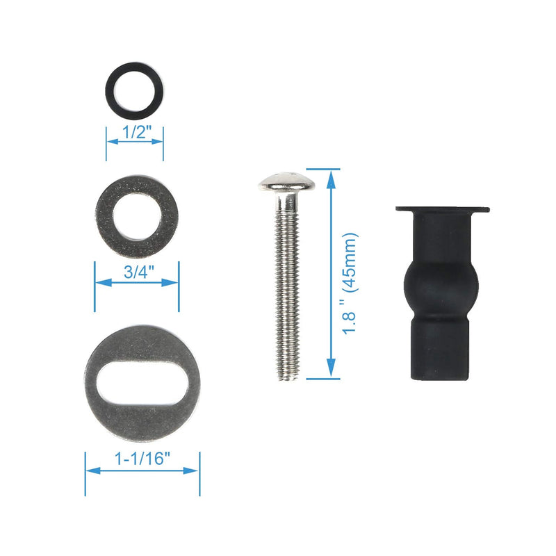 Hibbent 6 Pack Universal Toilet Seat Hinges Screw, Blind Hole fixings Expanding Rubber Top Fix Nuts Screws for Top Mounting Toilet Seat Hinges-3 Pairs (with One Expandable Ball)