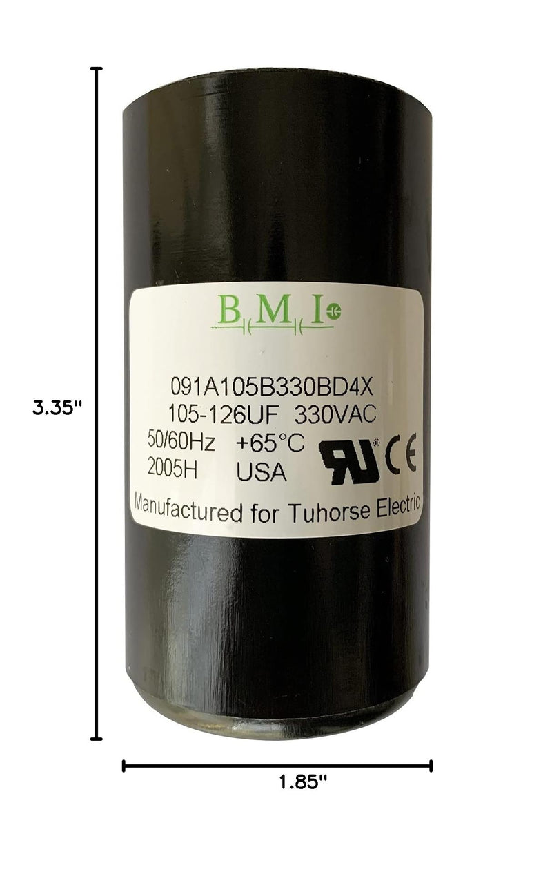 105-126UF Motor Start Capacitor, Compatible Replacement Part for U17-1425, U17-2065 and The Start Cap in TCB20M230DLX. Made in USA by BMI for Tuhorse Electric