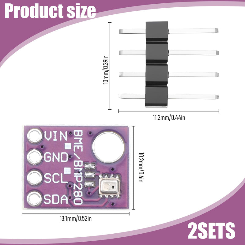 [Australia - AusPower] - BME280 Sensor, 2Pcs 5V BME280 Module Atmospheric Pressure Temperature Humidity Sensors 