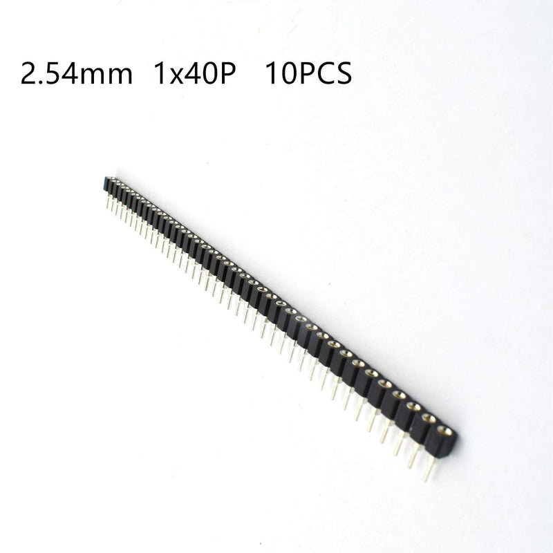 [Australia - AusPower] - 10Pcs 2.54mm 40Pin Round Female Socket Pin Header Strip 1x40P Single Row Straight Female/Male Socket/Pin Header Strip Connector Black 