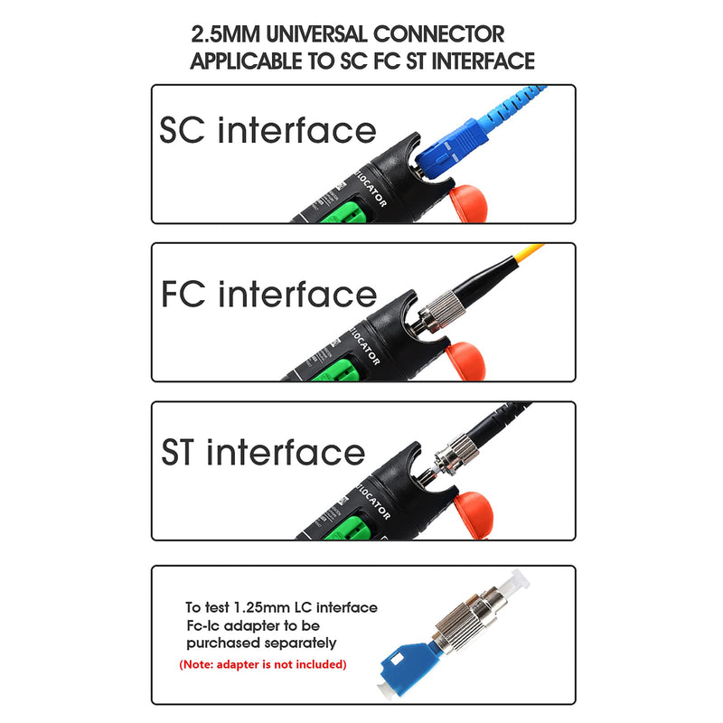 [Australia - AusPower] - Fiber Optic Tester 30MW Visual Fault Locator Optical Cable Tester SC/FC/ST 2.5mm Interface VFL 30km Range for CATV Telecommunications, Network Cable Tester 