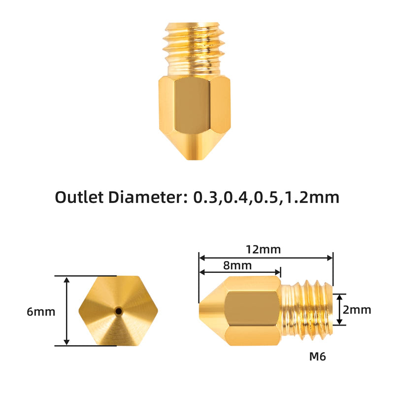 Creality Ender 3 Extruder MK8 Nozzles Kit with 10Pcs 3D Printer Nozzles 5Pcs Nozzle Cleaners 1Pcs Open Nozzle Wrench for Ender 3 Series/Ender 5 Series/Ender-6/CR-10/CR-6 Series