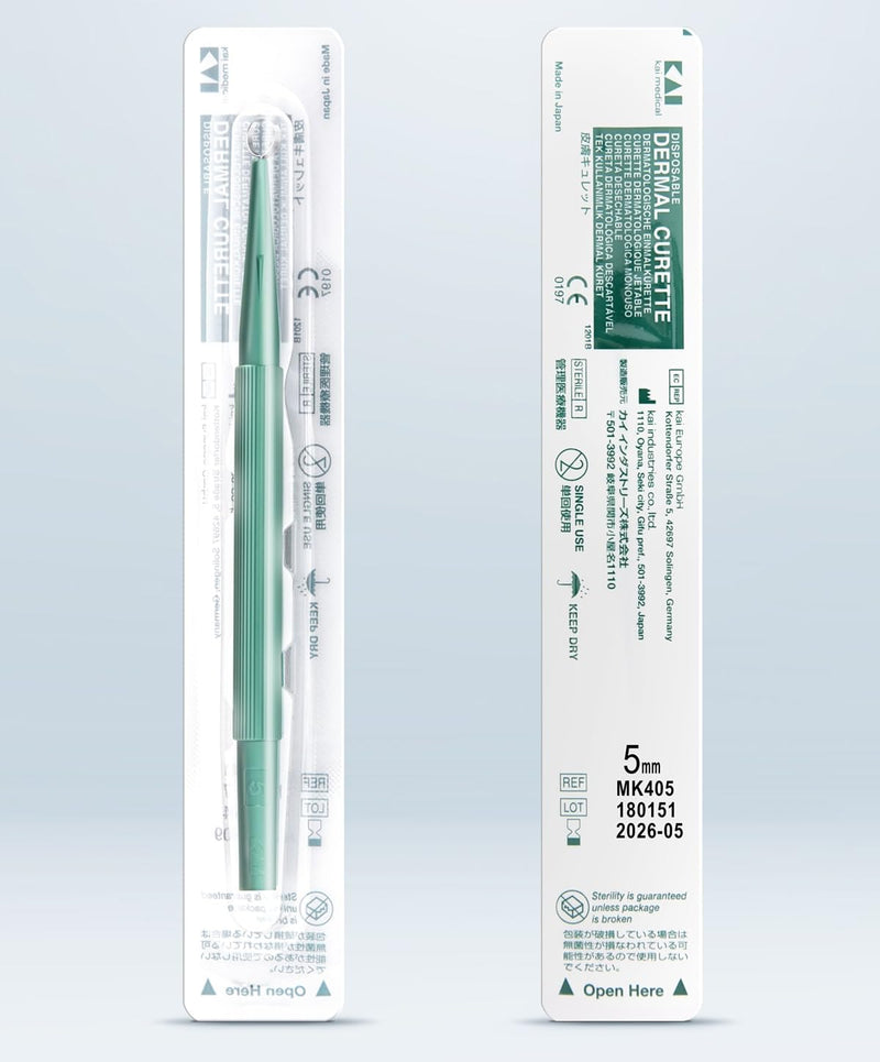 Kai Original Skin Curette Sterile Skin Curette for Curettage, Skin Treatments and Dermatological Procedures, 4 mm, Pack of 1