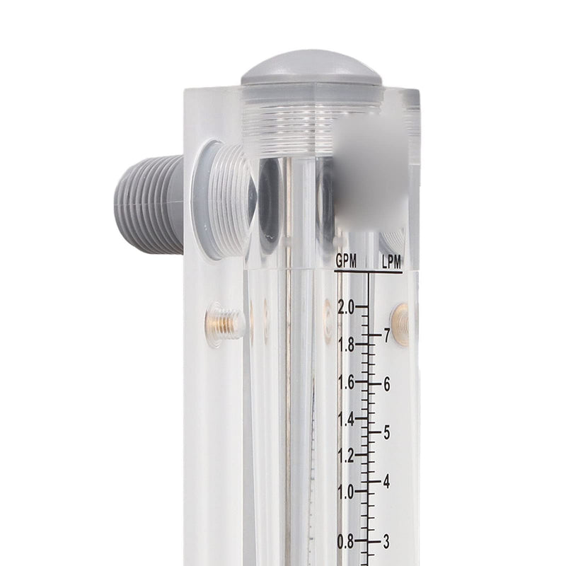 [Australia - AusPower] - Adjustable Water Flow Meter 0.2-2GPM Plastic Transparent Acrylic Panel Type 