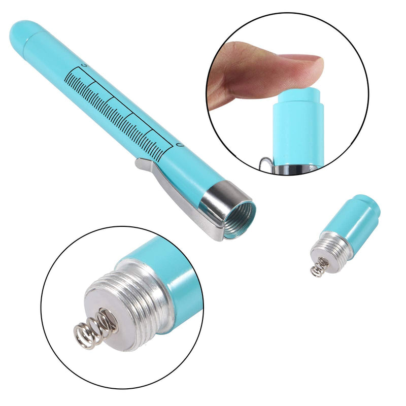 Aokin Pen Light with Pupil Gauge, Reusable LED Penlight Medical for Doctor Nurse Diagnostic etc, White Light, Sky Blue and Rose