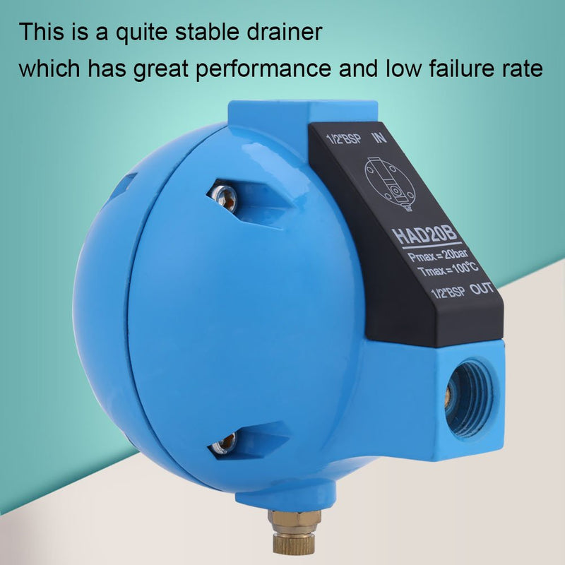 [Australia - AusPower] - Spherical Drain,1pc HAD20B Automatic Condensate Mechanical Round Drain Valve with Resistant to (1/2BSP,400L/H,20Bar) 