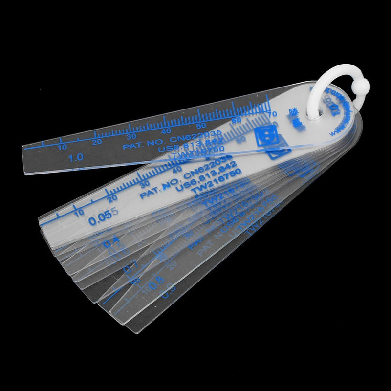 [Australia - AusPower] - BESNIN Plastic Feeler Gauge 13 in 1 Gap Measuring Tool 0.05-1 mm Metric and Inch Marked for Measuring Gap Width Thickness 