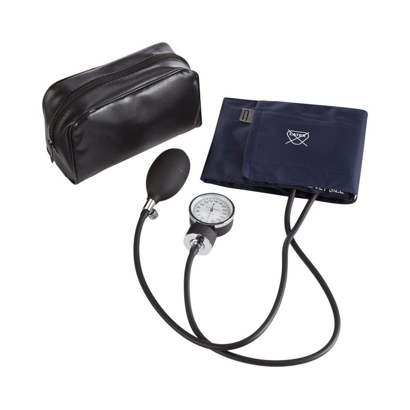 [Australia - AusPower] - McKesson Basic Pocket Aneroid Sphygmomanometer - Blood Pressure Gauge and Cuff, 2 Tubes, for Adults, Navy Blue - Large Cuff, 23 cm to 40 cm, 21.6 in Long Tubes, 1 Count 