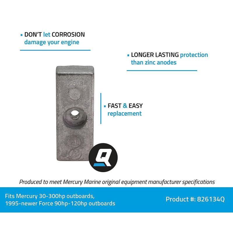 Quicksilver 826134Q Side Pocket Aluminum Anode for Mercury Mariner and Force Outboards