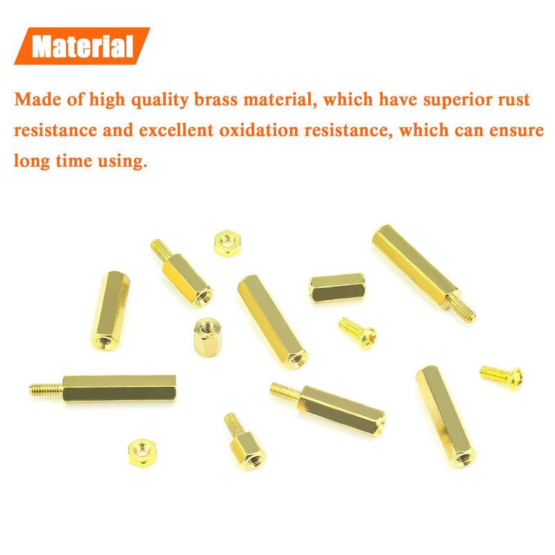 [Australia - AusPower] - 242 Pieces M2.5 Male Female Hex Brass Spacers Standoffs Screws Nuts Assortment Kit, Threaded Pillar for Printed Circuit Board Motherboard M2.5 Brass Standoff Set 